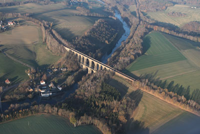 November 2018 | Göhrener Brücke im Tal der Zwickauer Mulde mit Mündung der Chemnitz